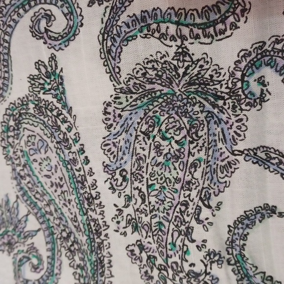 Croft&Barrow Paisley 3/4 Sleeve Button Down Top - Picture 10 of 14